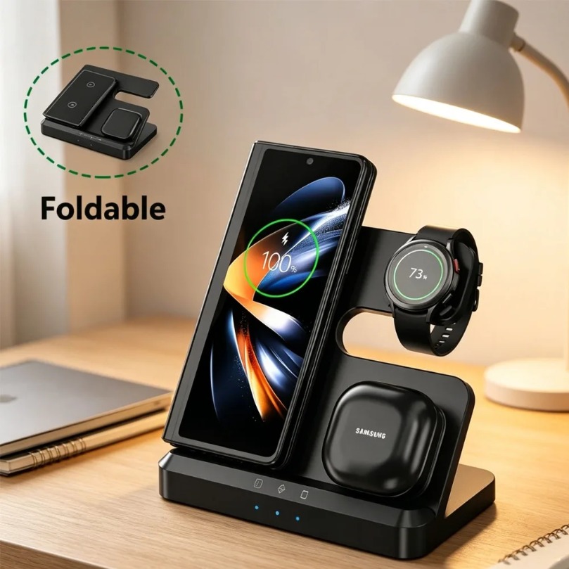 Wireless Charger 3 In 1 - Carregador Sem Fio Rápido 3 em