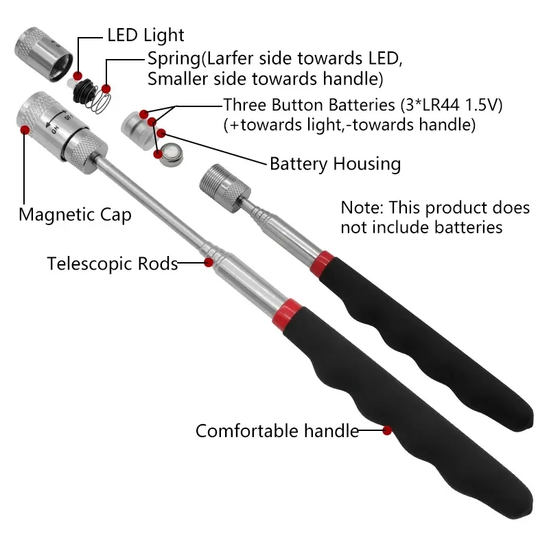 Pen Holder Magnetic - Caneta magnética telescópica com luz led