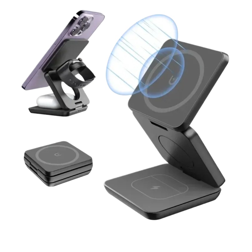 Wireless Charger 3 In 1 - Carregador Sem Fio Magnético Dobrável 3