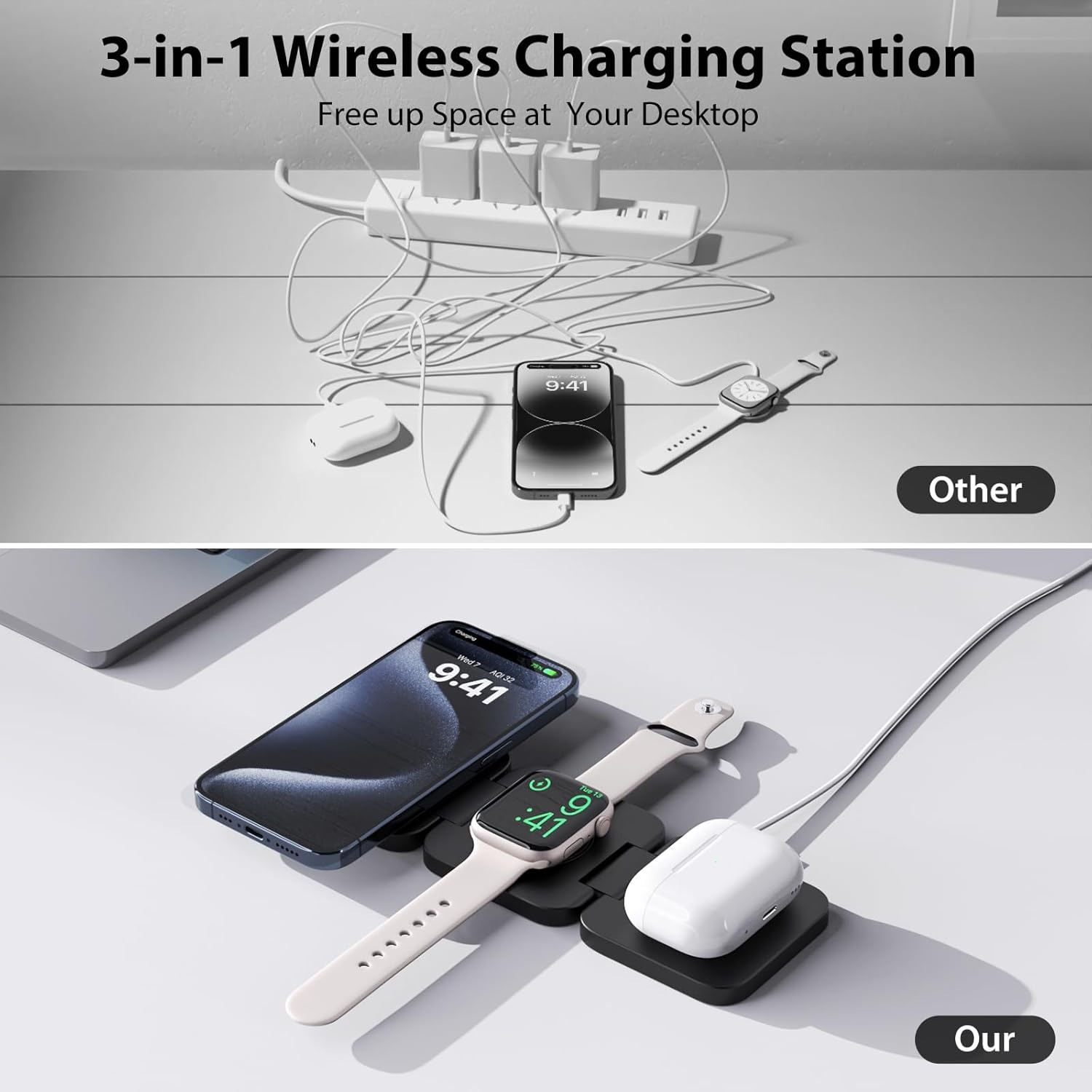 Dobrável 3 em 1 Carregador Sem - Wireless Charger 3 In 1 avaliação e preço