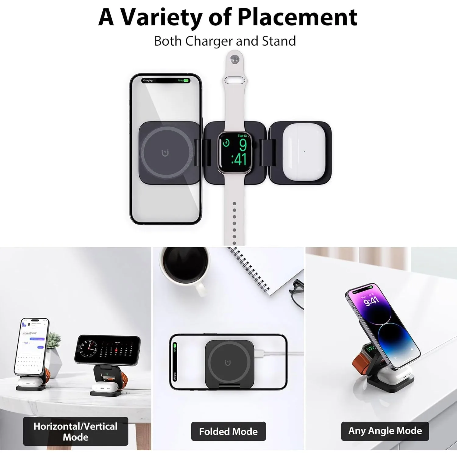 Dobrável 3 em 1 Carregador Sem - Wireless Charger 3 In 1 avaliação e preço