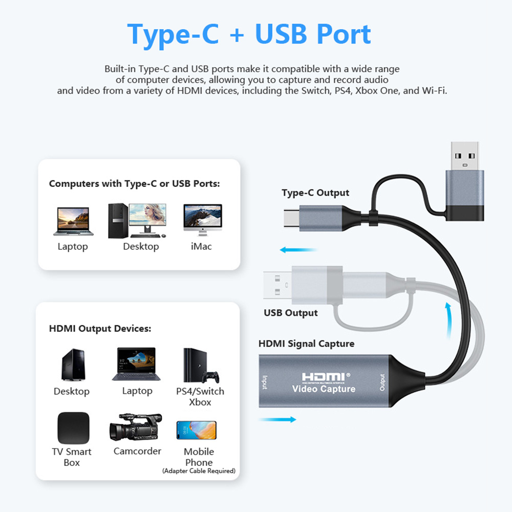 4k 2 em 1 usb 2.0 placa de cap - Usb C To Hdmi avaliação e preço
