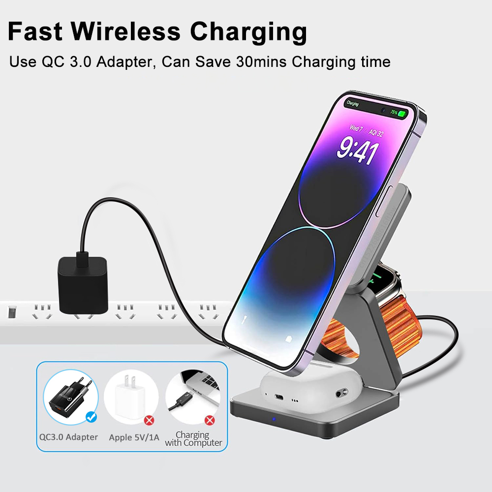 Carregador sem fio 3 em 1 Esta - Wireless Charger 3 In 1 avaliação e preço