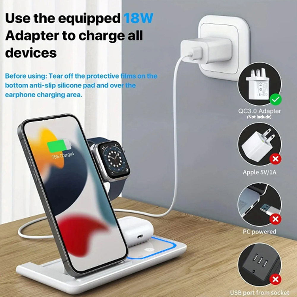 Carregador Sem Fio 3 em 1 de 1 - Wireless Charger 3 In 1 avaliação e preço