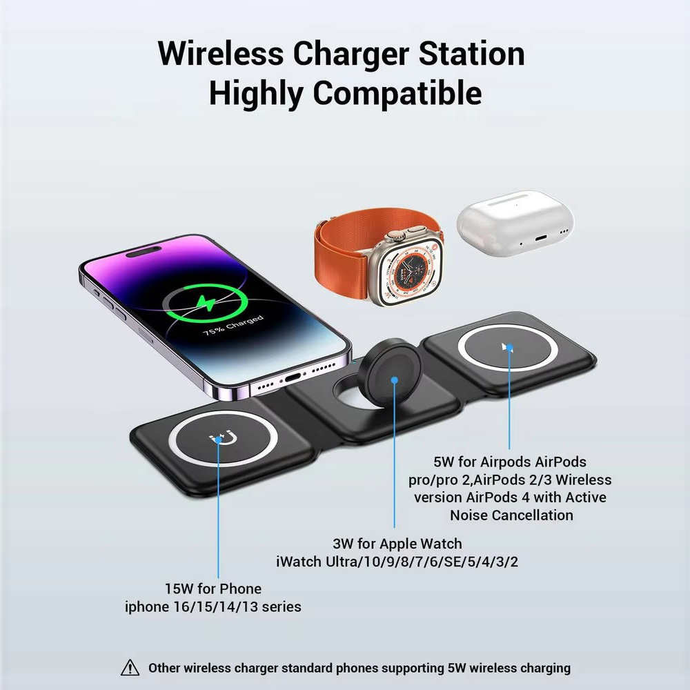 Carregador sem fio dobrável ma - Wireless Charger 3 In 1 avaliação e preço