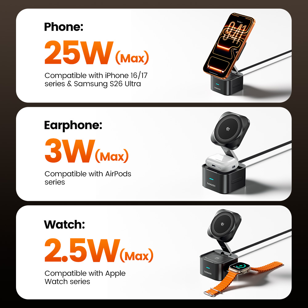 Carregador Sem Fio Toocki QI2. - Wireless Charger 3 In 1 avaliação e preço